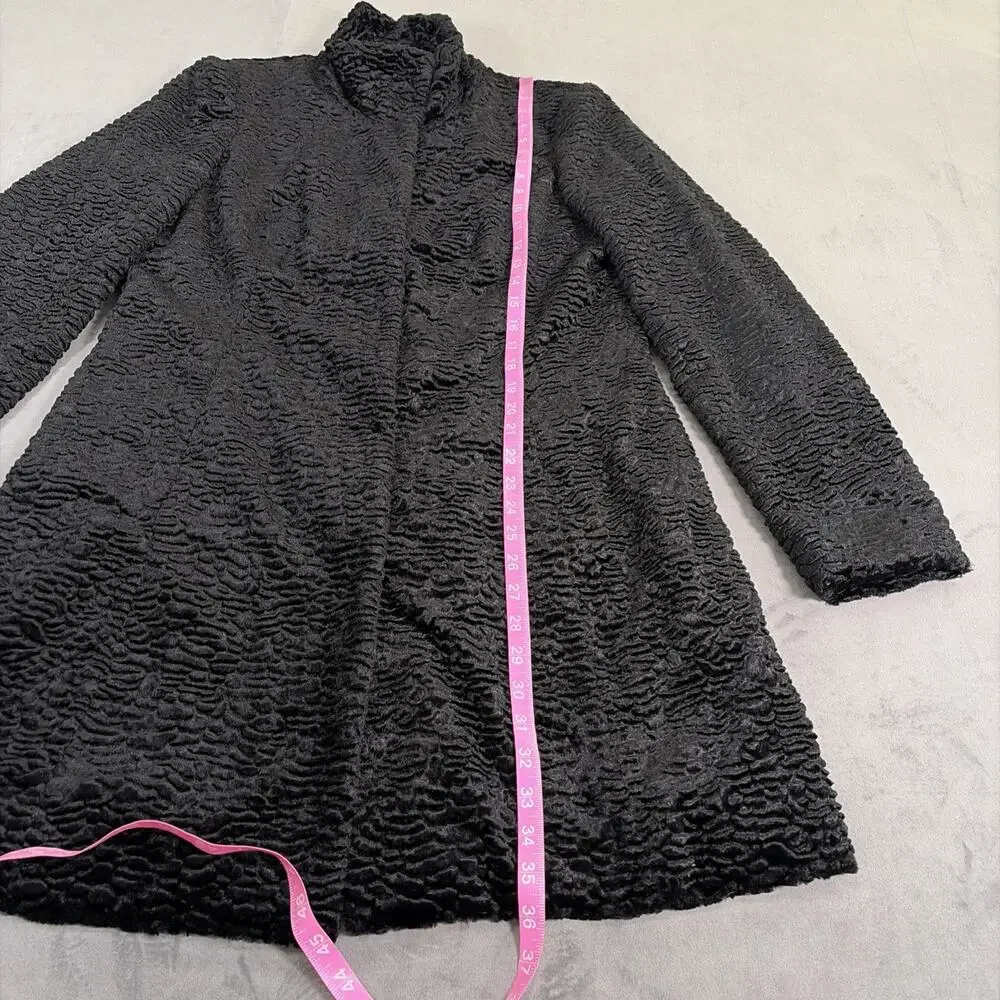 White House Black Market Persian Lamb Faux Fur Coat Jacket Size Large Charity - Picture 2 of 9